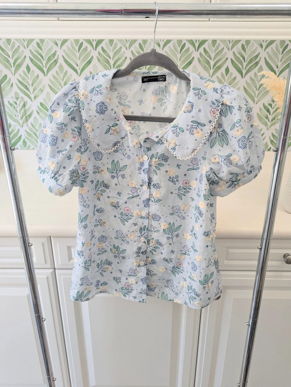 Dazy Floral Pastel Peter Pan Collar Blouse Spring Medium - Picture 2 of 10